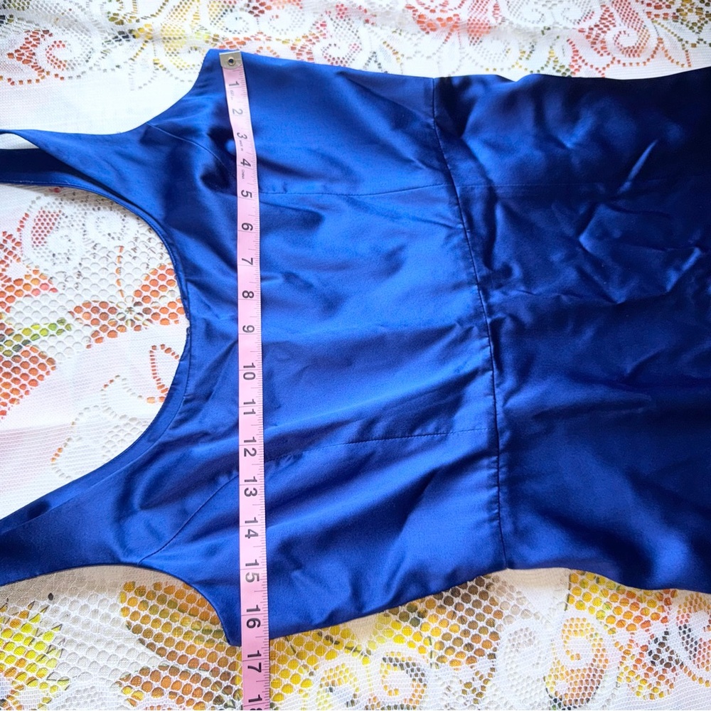 NWT Amanda Uprichard 100% silk royal blue midi dress w side slit, size medium - Picture 13 of 16